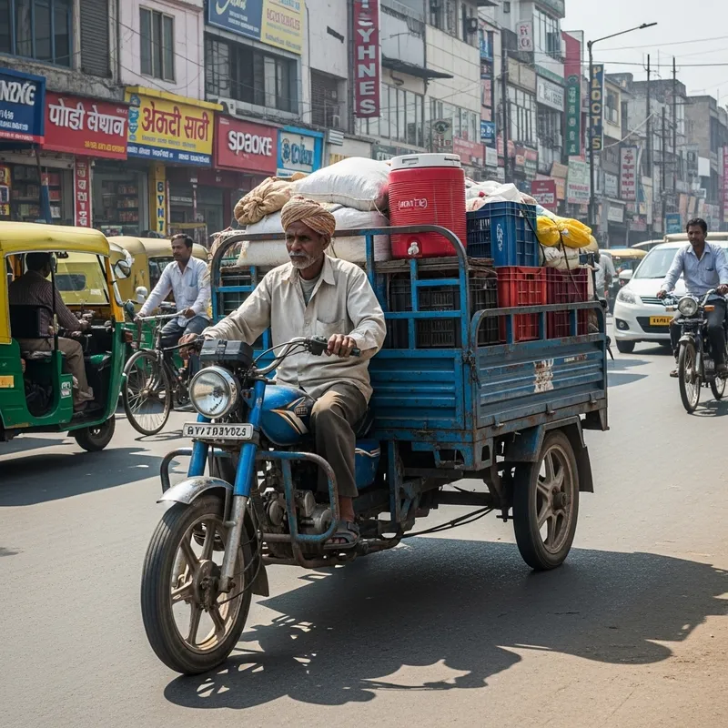 Utility Three-Wheeled Motorbike | Indian Design