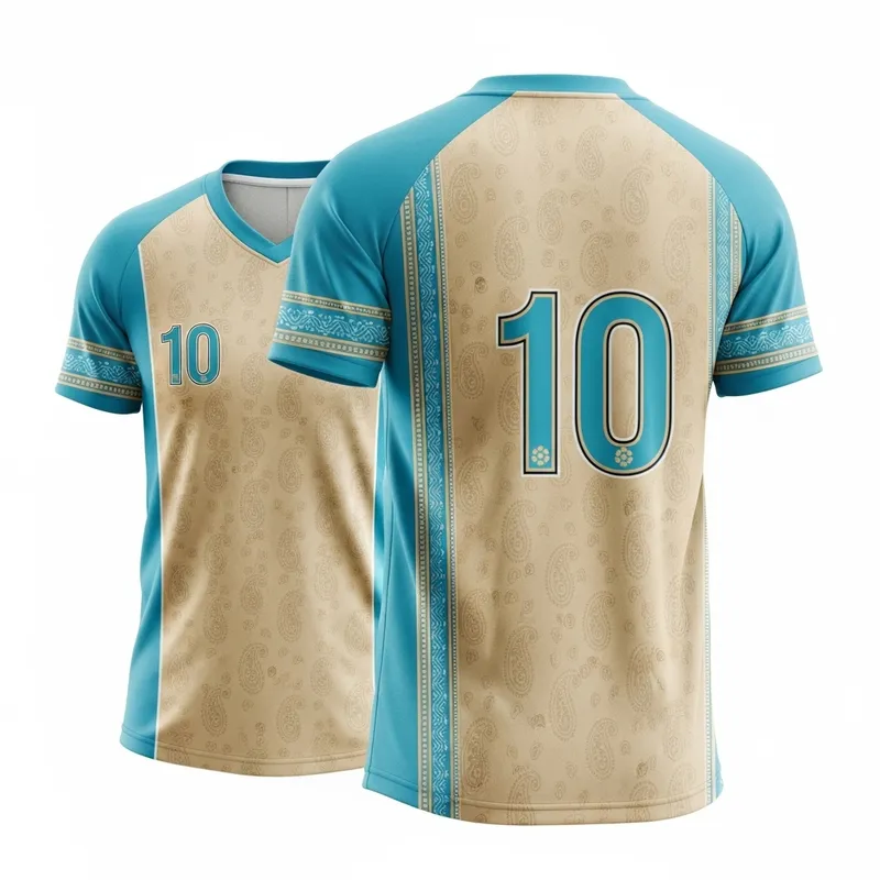 Stylish Grade 10 Jersey in Beige & Aquatic Blue Stylish Grade 10 Jersey in Beige & Aquatic Blue