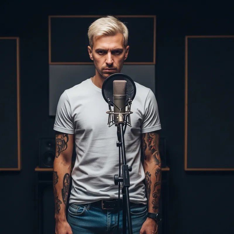 Eminem, Male Rapper Recording in Studio