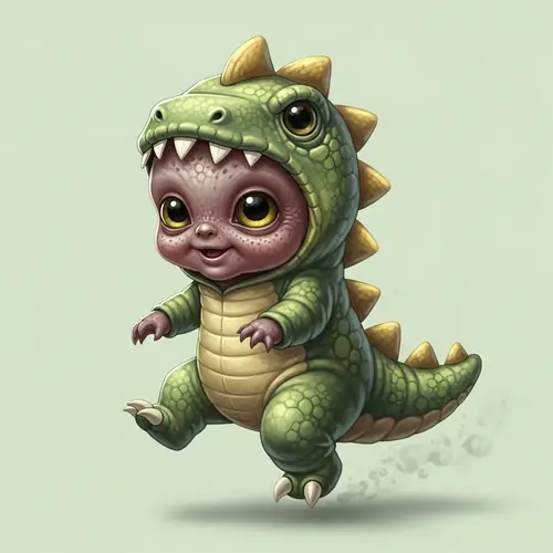 Adorable Baby Creature in Dinosaur Costume | Playful and Charming