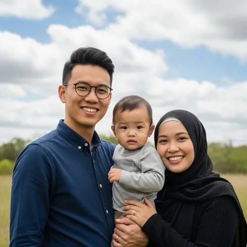 Cheerful Family Enjoying Nature's Beauty
