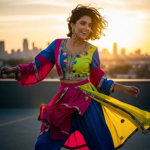 Dynamic Fashion Editorial: Vibrant South Asian Model