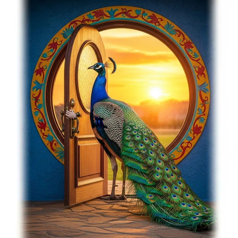 Haughty Peacock Answers Her Unique Circular Door Haughty Peacock Answers Her Unique Circular Door