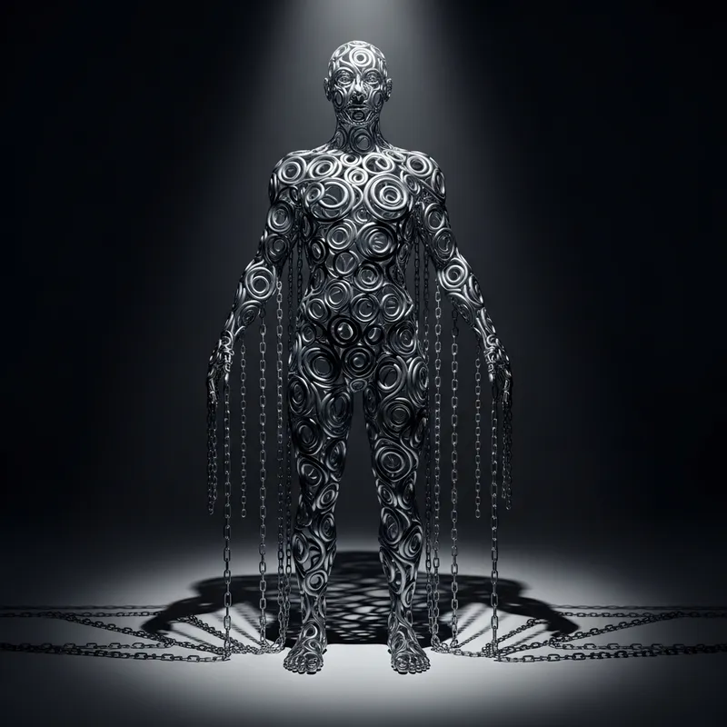 Chained Human Body: A Captivating Display of Intricately Woven Metallic Chains