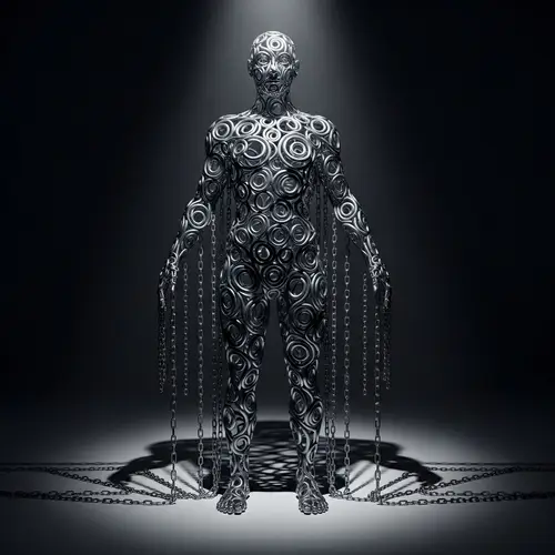 Intricately Woven Metallic Chains Human Body