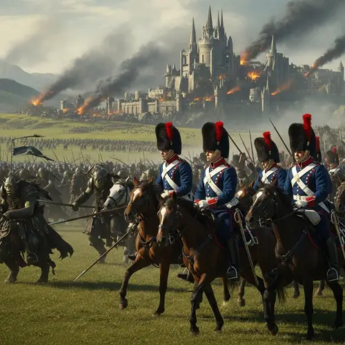 Epic Battle on Pelennor Fields: Orcs vs. Napoleonic Era Guards