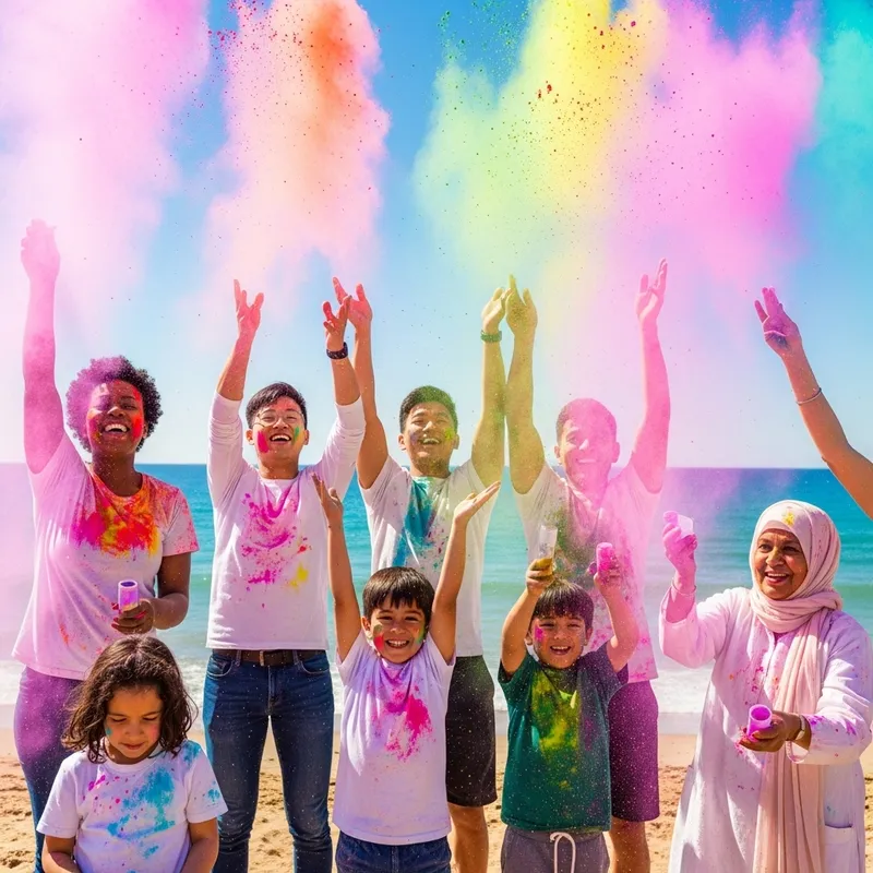 Holi Beach Celebration: A Multicultural Festivity of Colors