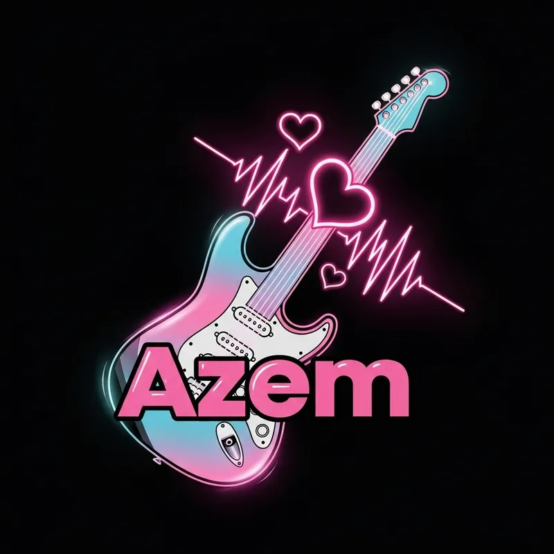 Modern Electric Guitar Logo Design - Azem