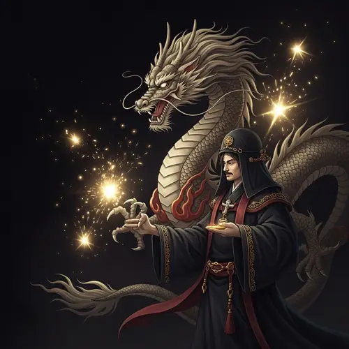 Majestic Chinese Dragon Art with Glowing Magic Lights