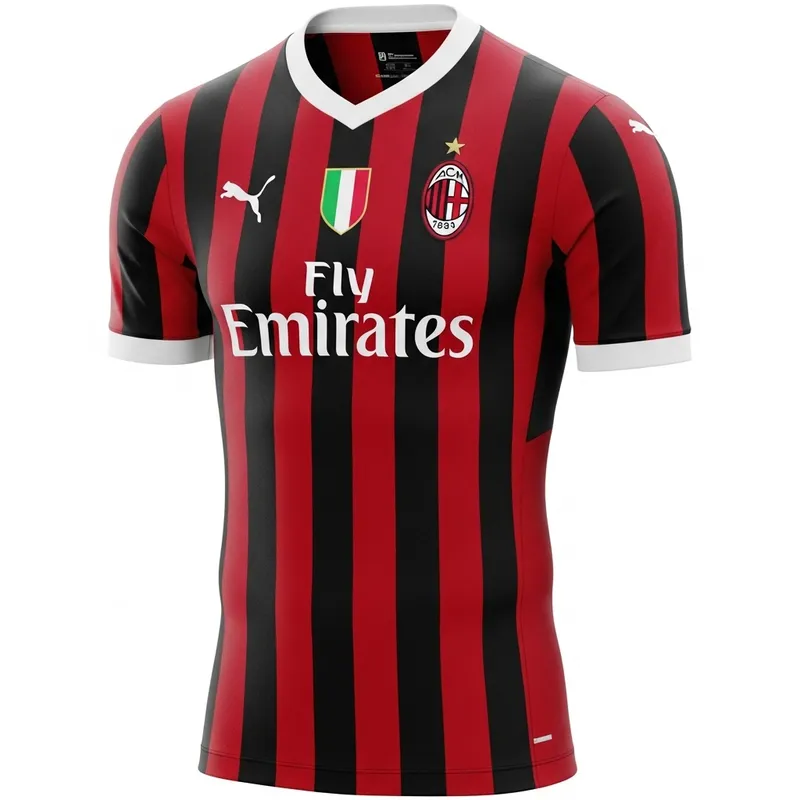 AC Milan Home Jersey - Iconic Black & Red Stripes