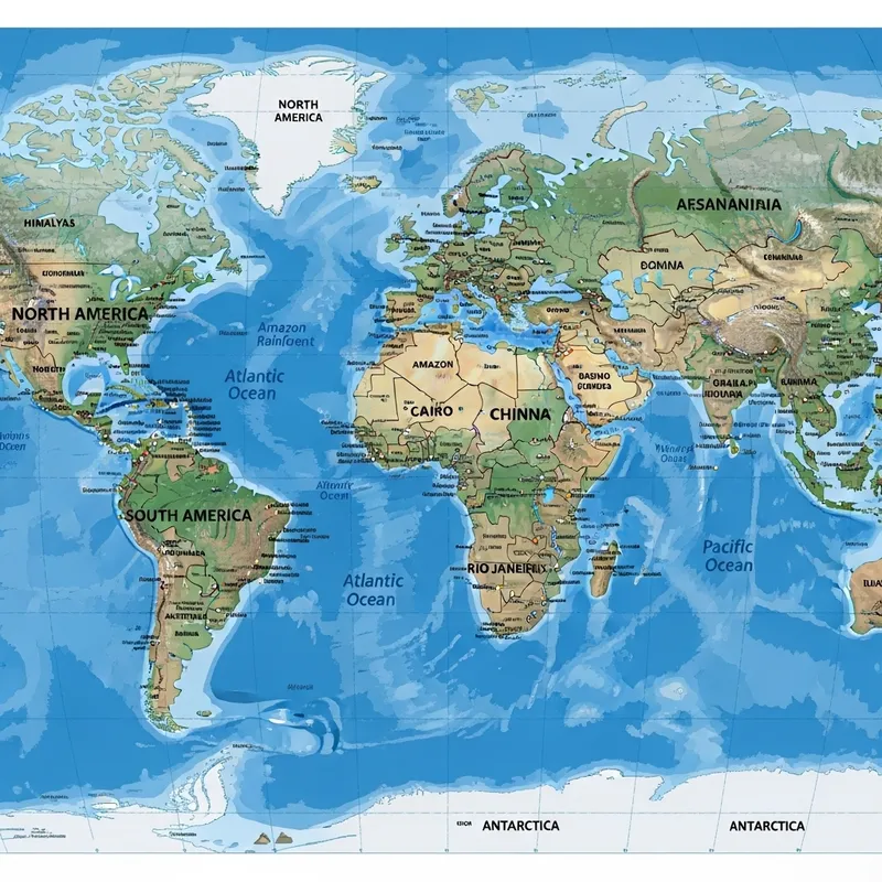Detailed World Map - Continents, Cities & Landmarks