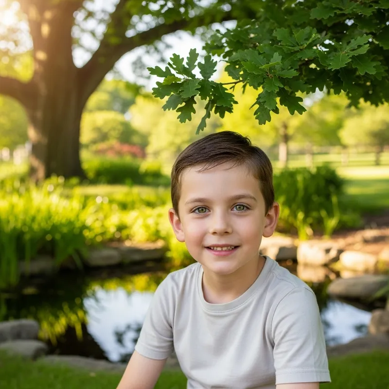 8-Year-Old Boy with Stunning Green Eyes