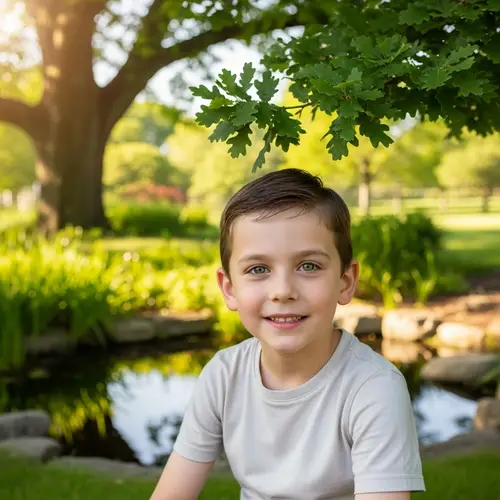 8-Year-Old Boy with Stunning Green Eyes