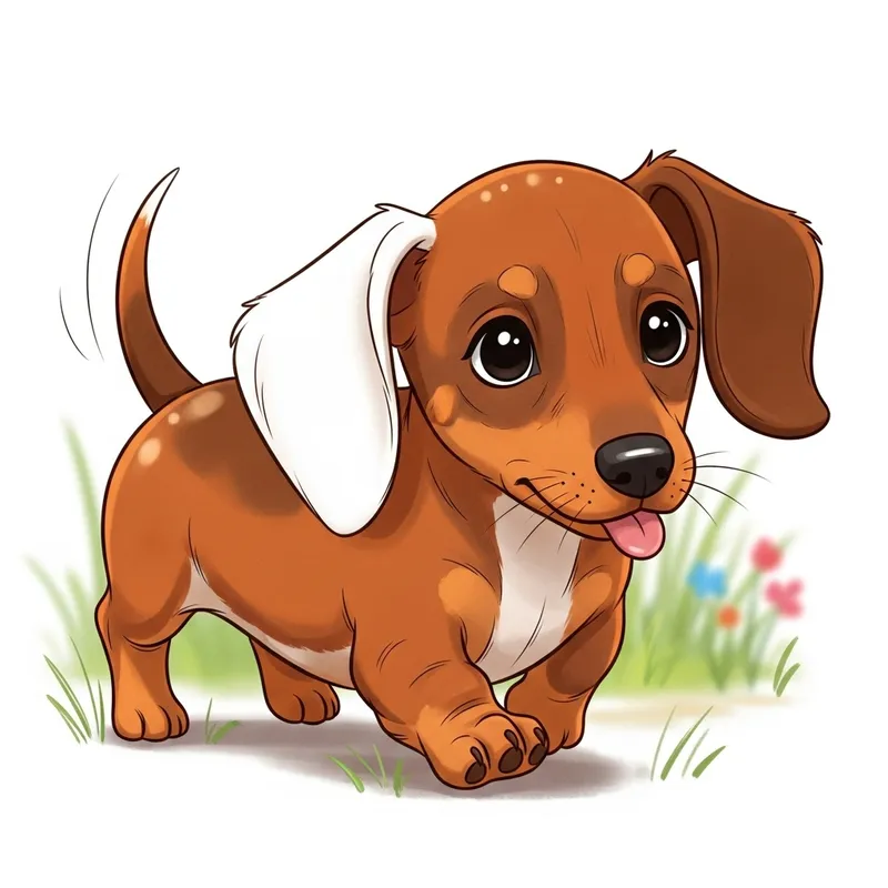 Cute Dachshund Puppy with White Ear Walking Adventure