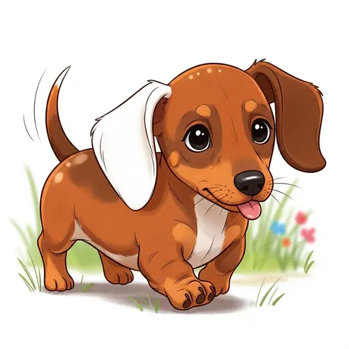 Adorable Dachshund Puppy with Snowy White Ear | Playful Walk
