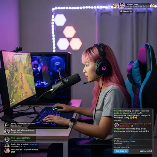 Filipino Girl Streamer With Pink Hair Livestreaming Video Game