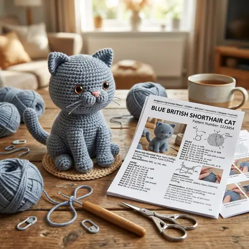 Crochet Pattern for Blue British Short Hair Cat