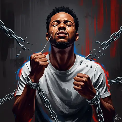 Social Realism Artwork: Male Victim Depiction Through Digital Mixed-Media