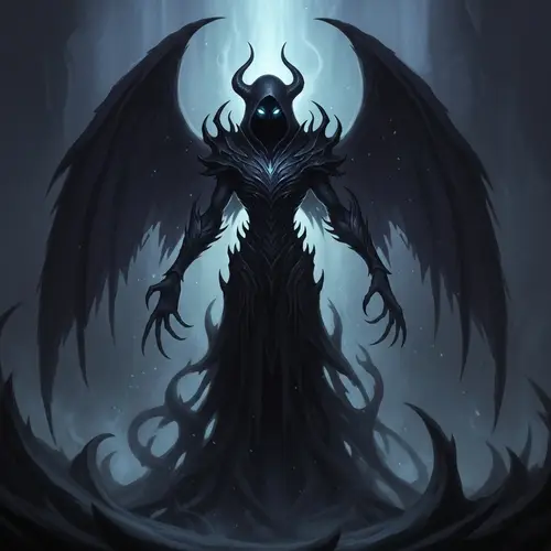 Shadow Fiend: Sinister Being with Spectral Wings and Otherworldly Energy