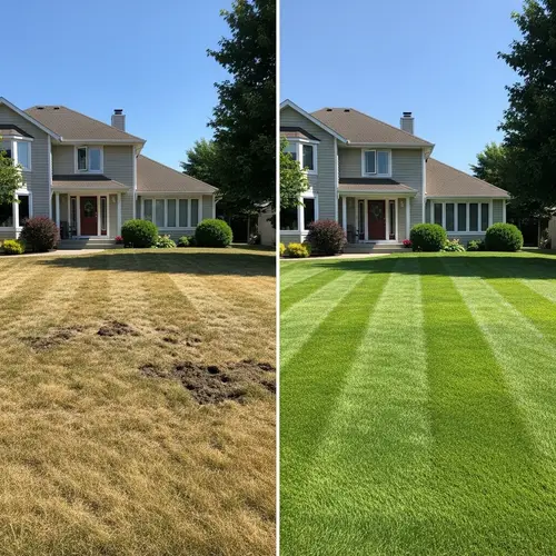Beautiful House with Neglected vs. Well-Maintained Lawn Comparison