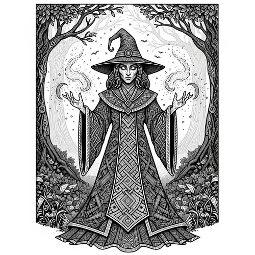16th Century Blackwork Witch in Enchanted Forest