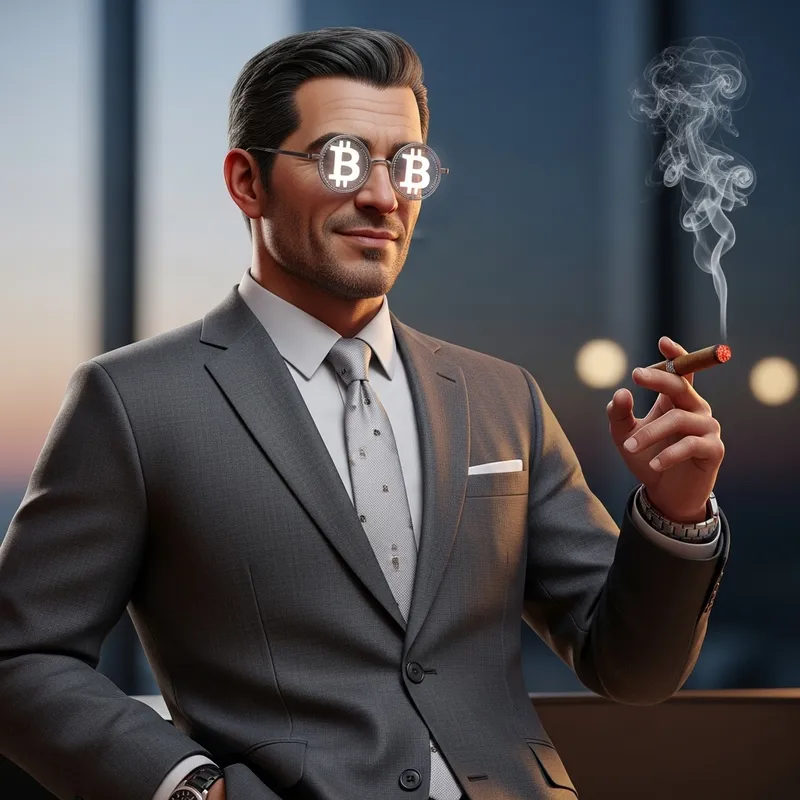 Hispanic Millionaire in Bitcoin Glasses: A 3D Icon Hispanic Millionaire in Bitcoin Glasses: A 3D Icon
