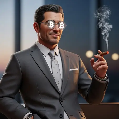 Hispanic Millionaire in Bitcoin Glasses: A 3D Icon
