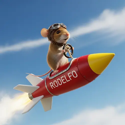 Rodolfo the Mouse on Rocket - Fun and Adventure in Space