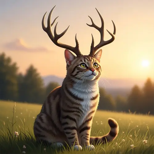 Majestic Chat with Deer-Like Antlers