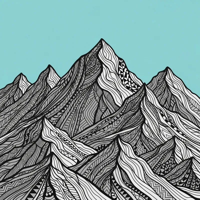 Tribal Pattern Mountain Landscape | Handcrafted Design