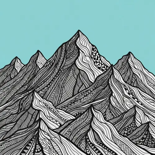 Tribal Pattern Mountain Design | Beautiful Mountain Landscape