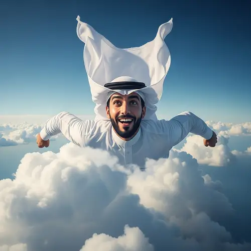 Saudi Man Soars High in Traditional Attire | Amazing Flying Image