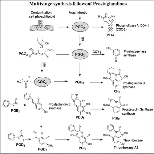 Prostaglandin Synthesis Stages: Simplified Schematic Diagram
