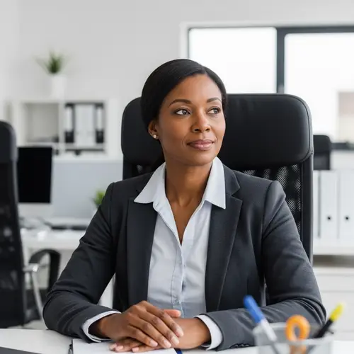 Elegantly Poised Black Woman in Forties | Office Setting