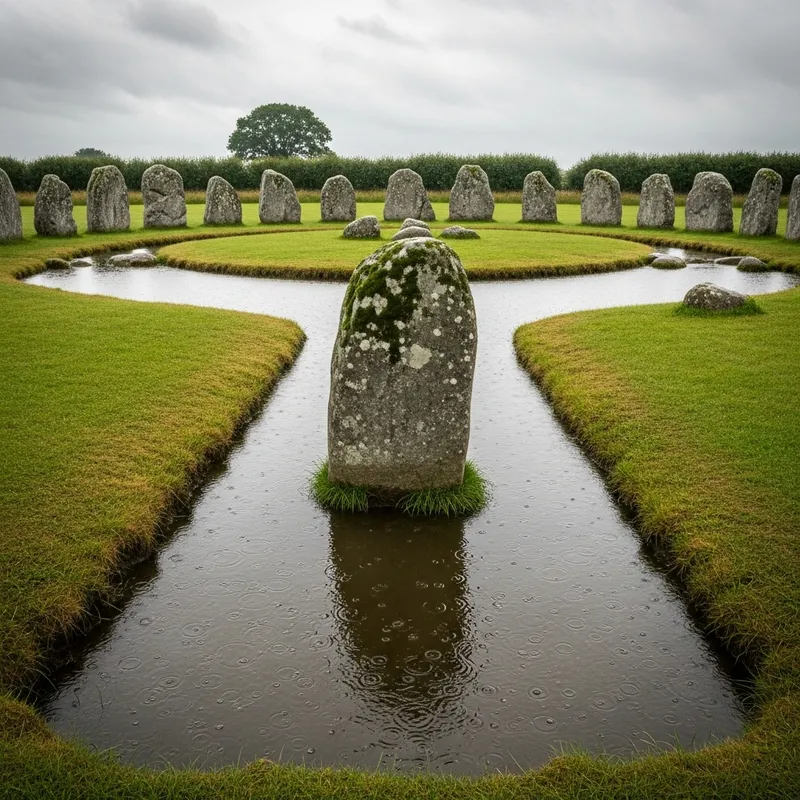 Avebury Stone Circle Reflecting in Filled Ditches