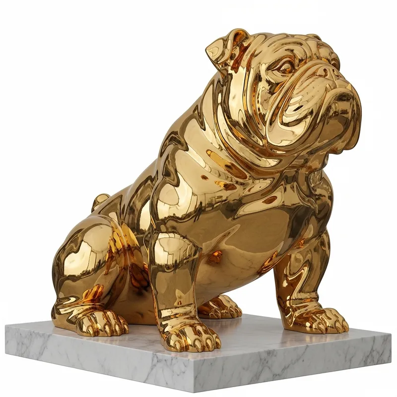 Majestic Bulldog Gold Statue - Masterful Sculpture Majestic Bulldog Gold Statue - Masterful Sculpture