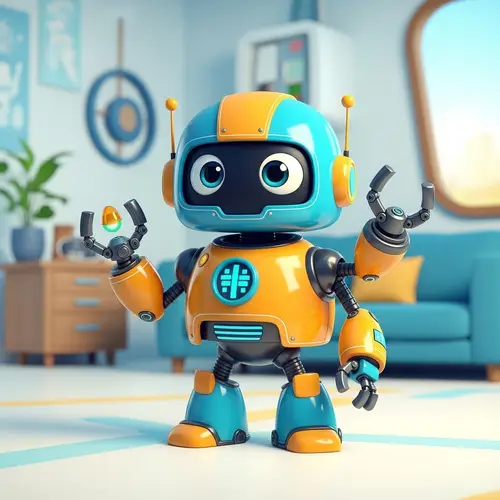 Creative Cartoon Robot with Three Unique Mechanical Arms