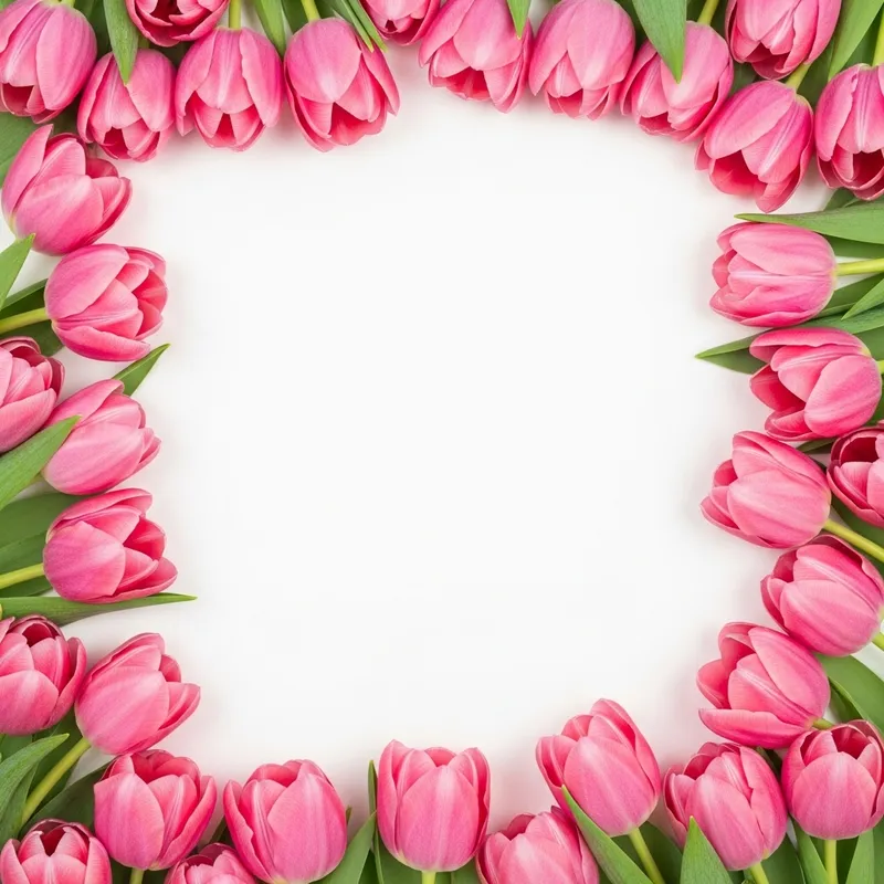 White Background Pink Tulips Postcard
