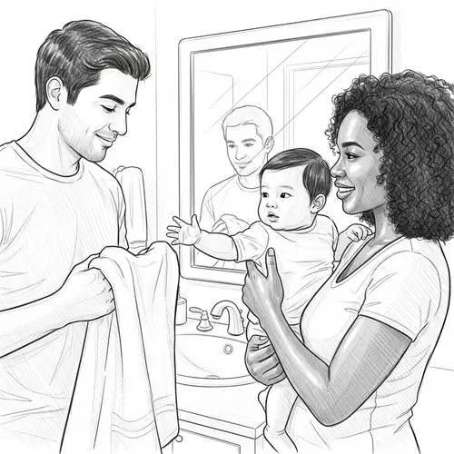 Diverse Family Bathroom Sketch Drawing
