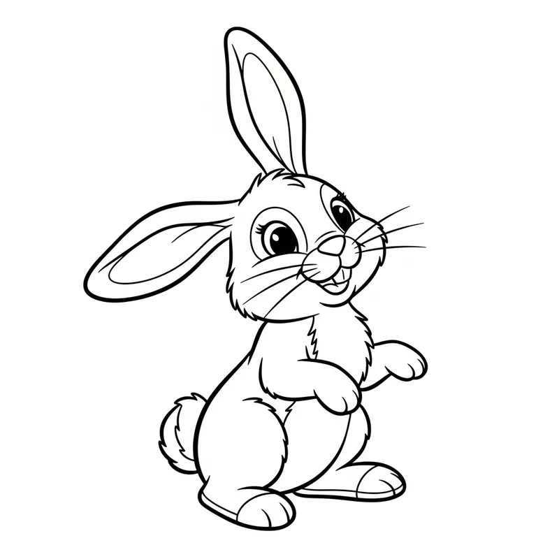 Adorable Rabbit Coloring Page for Kids | Classic Children's Book Style