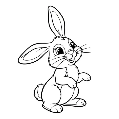 Playful Rabbit Coloring Page for Kids | Classic Cartoon Illustration