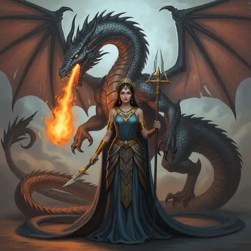 Majestic Goddess Tiamat and Six-sectioned Draconian