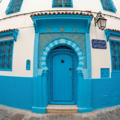 Vibrant Blue Door in the Heart of Tunisian Culture