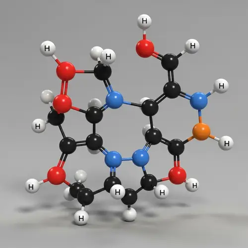 Intricate 3D Model of Complex Molecule with Colorful Atoms