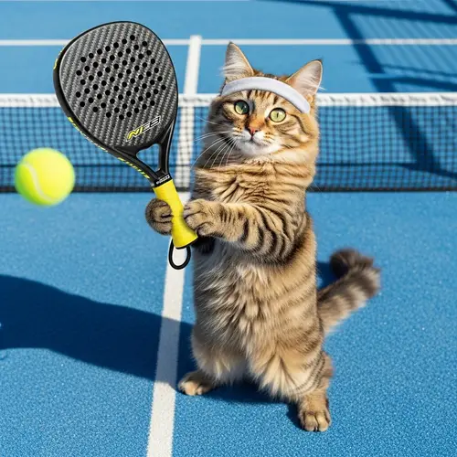 Cat with a Paddle Tennis Racket: A Fun Encounter