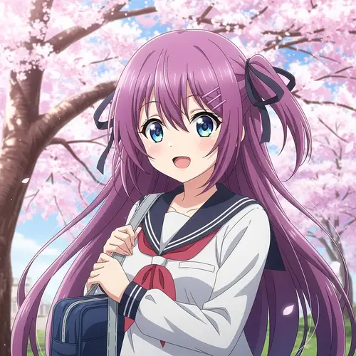 Anime-Style Girl Illustration with Vibrant Colored Long Hair