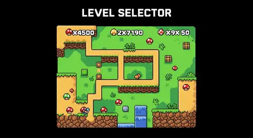 Pixelated Level Selector Map Design for Retro Games