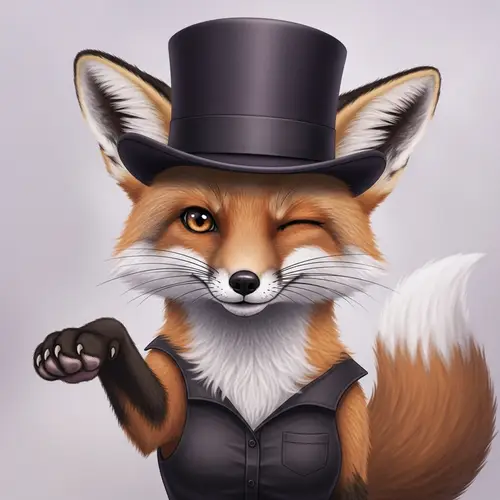 Charming Female Fox in Top Hat | Surreal Nature Portrait