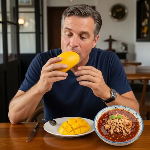 Peter Enjoys Ripe Mango with Sweet and Spicy Nam Pla Wan The Pang