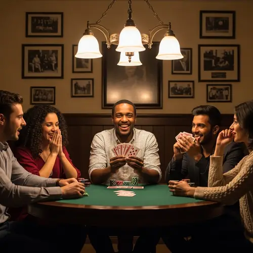 Diverse Poker Game at Traditional Parlour | Group of Friends